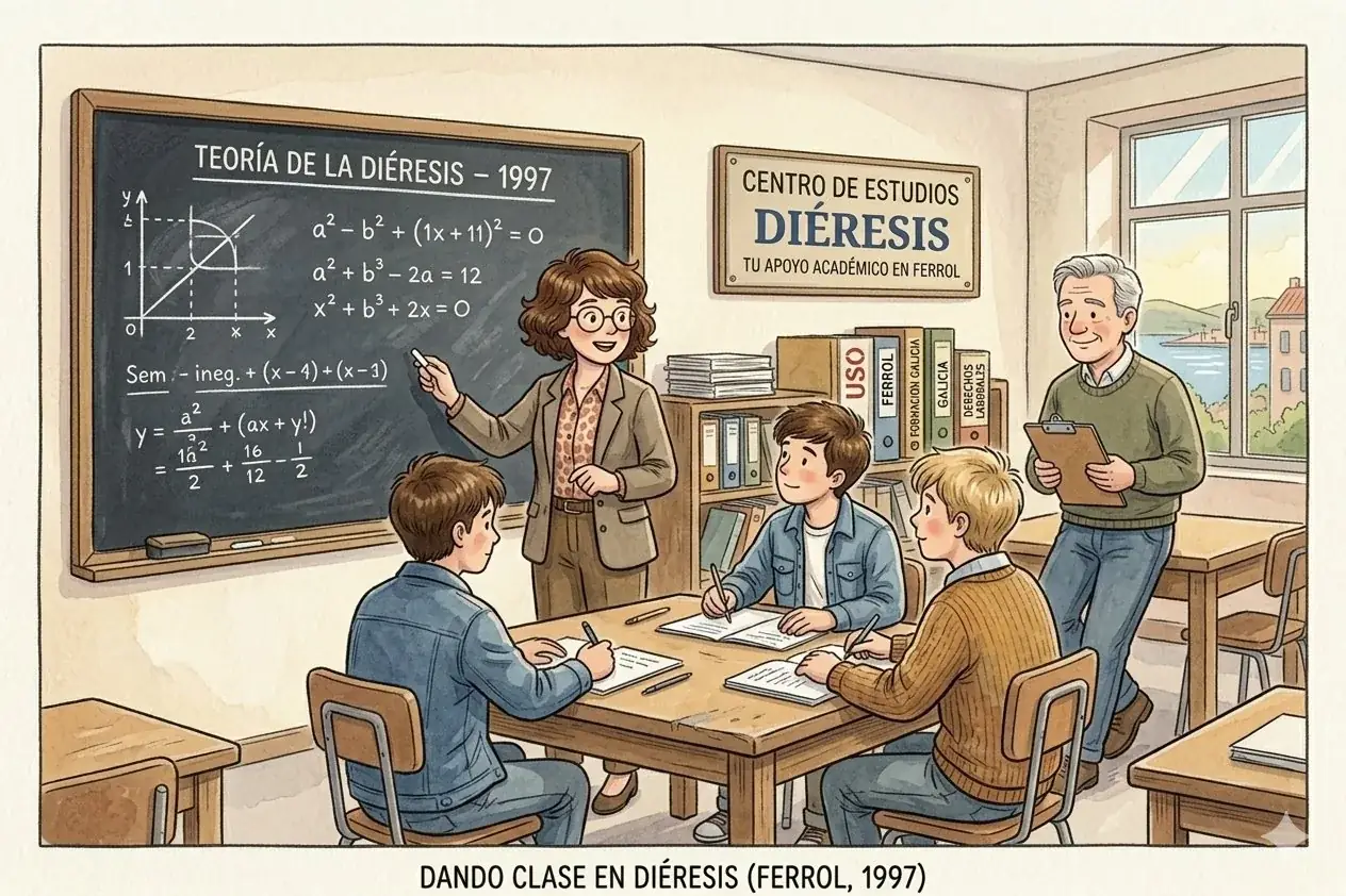 Dando clase en Diéresis, Ferrol 1997